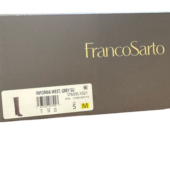 NEW Franco Sarto Grey Suede Tall Block Heel Zip Boots Leather Upper Women's 5 - Picture 8 of 8